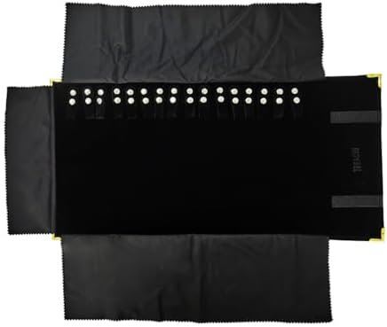 Portable Jewelry Roll Metal Coner Bag Necklace Chain Braclet Black Velvet Travel Pouch