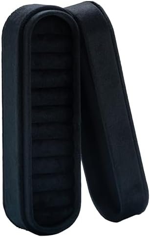 Velvet Small Multiple Ring Box Portable Organizer Display Storage Travel Case Jewelry Earring Holder for Wedding Birthday Christmas Day (Black)