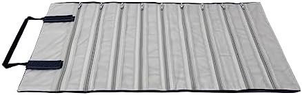 UnionPlus Velvet Travel Jewelry Case Roll Bag Organizer for Necklace, 9 Zipped Grids, Black and Grey - Image 5