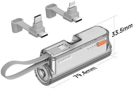 sharge Flow Mini 2 Portable Charger with Built-in Cable 22.5W Max Power Bank for Travel, Fast Charging Battery Pack with iOS and USB-C Connector for iPhone 17/16/15/14, Galaxy, Google Pixel, and More - Image 8