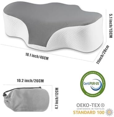 Bespilow Travel Pillow for Sleeping,Cervical Neck Support Pillow for Neck Pain Relief,Lightweight Ergonomic Memory Foam Camping Pillow,Portable Contour Pillows w/Travel Storage Bag,Cooling Cover - Image 8