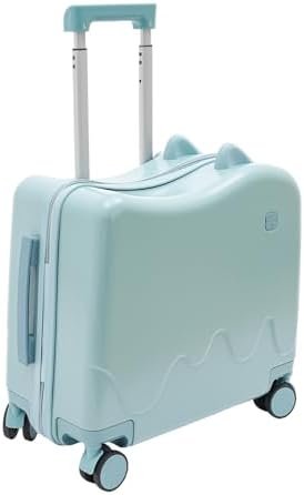 18 Inch Kid Ride On Suitcase, Ride-on Luggage with 4 Universal Wheels Lightweight Kids Travel Luggage for Boys Girls Children's Day Gift, Festival Gift (Sky Blue with Cute Small Ears)
