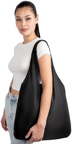 Nanobag Ultra-Lightweight Heavy Duty Foldable Tote for Women & Men, Reusable Grocery & Travel Bag, Packable Collapsible Compact Market Essential (XL Black) - Image 2