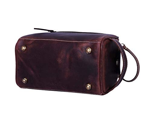 Leather Toiletry Bag for Men | Grooming Travel Kit | With Waterproof Lining | By Aaron Leather (Dark Brown) - Image 8