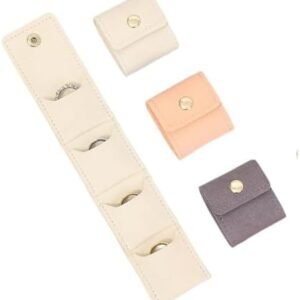 3Pcs Mini Travel Jewelry Bag with Buckle,Small Travel Jewelry Organizer Case,Foldable Jewelry Roll for Journey Rings, Necklaces, Earrings, Bracelets-Lightweight Jewelry Storage Organizer
