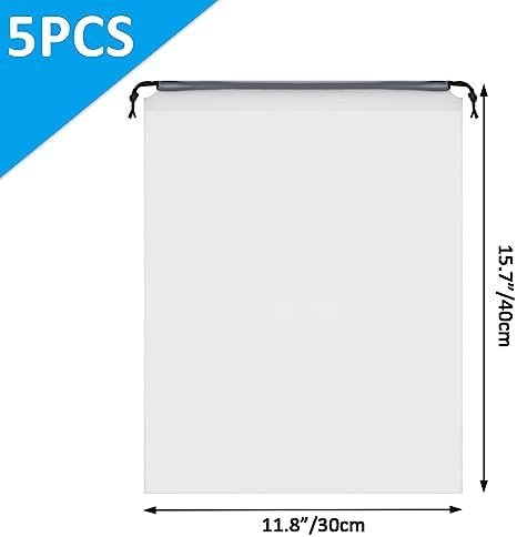 Waterproof Travel Drawstring Shoe Bags for Packing, Storage, Travel Essentials for Men and Women, 15.7 x 11.8 inches, Clear, 5 pieces - Image 2