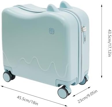 18 Inch Kid Ride On Suitcase, Ride-on Luggage with 4 Universal Wheels Lightweight Kids Travel Luggage for Boys Girls Children's Day Gift, Festival Gift (Sky Blue with Cute Small Ears) - Image 7