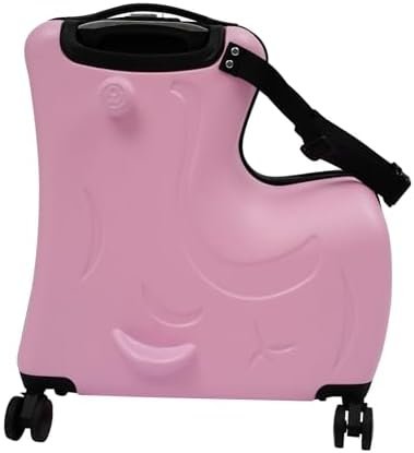 20 Inch Kids Ride-On Suitcase, Children's Trolley Case with 4 Wheels, Portable Carry-On Luggage for Air Travel, Pink Rolling Trunk for Boys Girls Aged 3-6 - Image 6