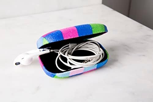 Kikkerland Multi Color Plaid Print Small Travel Portable Compact Organizer Case Container for Earbuds, Jewelry, Loose Change - Image 5
