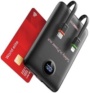 VEEKTOMX Portable Charger Built-in Cables, Power Bank for iPhone, Fast Charge USB C Battery Pack Travel Essentials Phone Charger Compatible with iPhone 17/16/15/14, Samsung S25/24