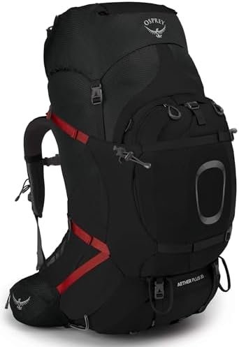 Osprey Aether Plus 85L Men's Backpacking Backpack, Black, L/XL