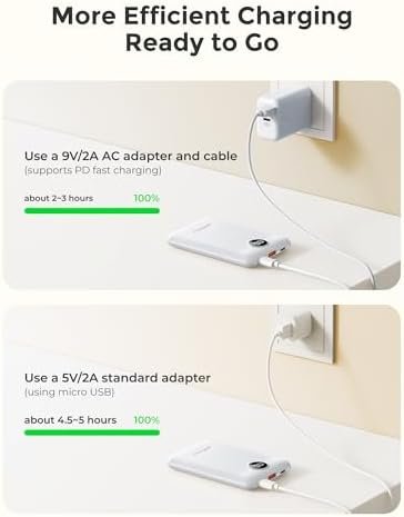 Small Portable Charger 10000mAh, Mini Power Bank with LED Display, 22.5W PD Fast Charging USB-C Battery Pack, Compact Lightweight Travel Charger Compatible with iPhone Samsung Android, White - Image 6