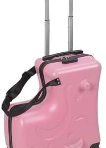 20" Kid's Ride-on Travel Suitcase, Impact Resistant Rolling Children Travel Suitcase with Seat and Safety Belt, Carry-on Luggage with 4 Spinner Wheels,Children's Ride On Trolley Gift Pink