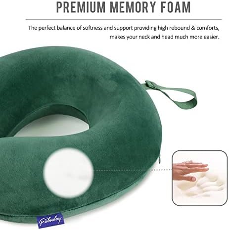 Neck Pillow for Travel Memory Foam - Travel Pillows for Sleeping Airplane with Attachable Snap Strap Soft Washable Cover, Flight Pillow for Traveling, Car, Provide Head Neck Support Dark Green - Image 4