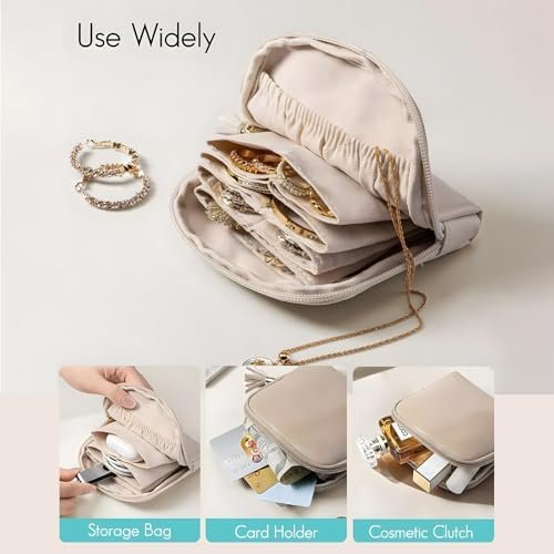 Travel Jewelry Case, Small High-End Large-Capacity Tassel Storage Bag Gifts for Women, Pouch Bags with Zipper, Velvet Jewelry Organizer Storage Bag for Bracelet Rings Earring (Matcha) - Image 3