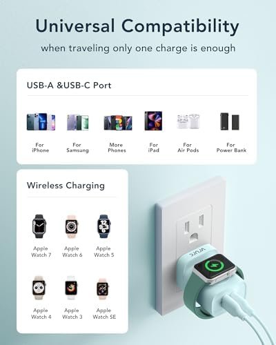 VRURC for Apple Watch Charger, Wireless Magnetic Portable iWatch Charger, PD 20W 3-in-1 Travel Essentials Fast Charging Block for iWatch Ultra/SE/11/10/9/8/7/6/5,iPhone 17/16/15/14/13 etc-Green - Image 8