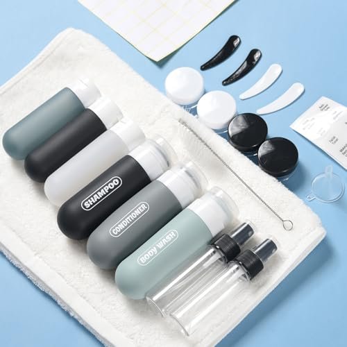 20 Pack Travel Bottles Set, TSA Approved Travel Size Toiletries Containers, Leak Proof Shampoo and Conditioner Bottles, Refillable Travel Essentials Toiletry Bottles (Dark Color) - Image 6