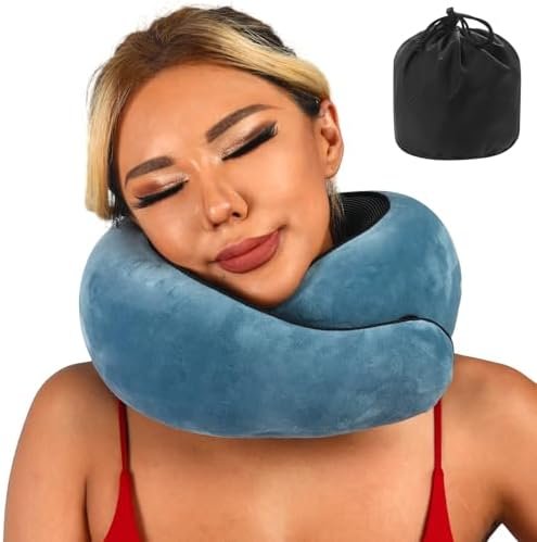 Travel Pillow uses Memory Foam to Support Neck Comfort, car Travel, Compact,Airplane Sleep Pillow Peacock Blue - Image 8