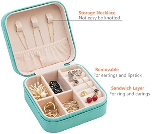 Mini Jewelry Travel Case, Small Portable Jewellry Organizer Box Portable Display Storage Box for Rings Earrings Necklaces, Gifts for Girl, Women, Wedding, Birthday,New Year,Christmas Gifts (Blue) - Image 4