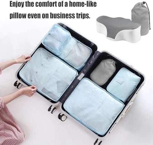 Bespilow Travel Pillow for Sleeping,Cervical Neck Support Pillow for Neck Pain Relief,Lightweight Ergonomic Memory Foam Camping Pillow,Portable Contour Pillows w/Travel Storage Bag,Cooling Cover - Image 6