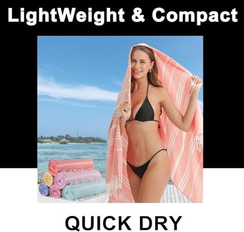 Antfuny Turkish Beach Towels Vacation Essentials Quick Dry Sand Free Oversized Bath Pool Swim Towel Extra Large XL Blanket Adult Travel Cruise Accessories Must Haves Clearance Stuff Necessities - Image 2
