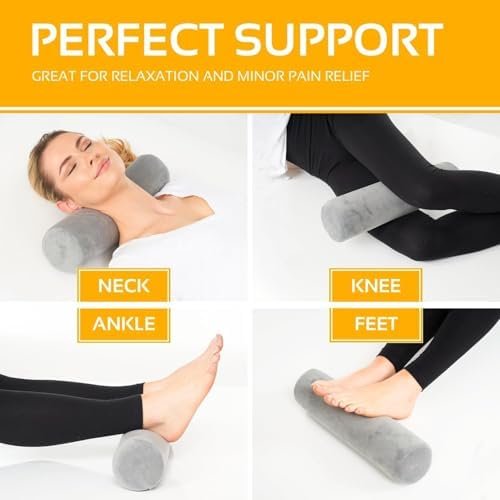 AllSett Health Cervical Neck Roll Memory Foam Pillow, Bolster Pillow, Round Neck Support for Sleeping | Bolster for Bed, Legs, Back and Yoga - Image 3