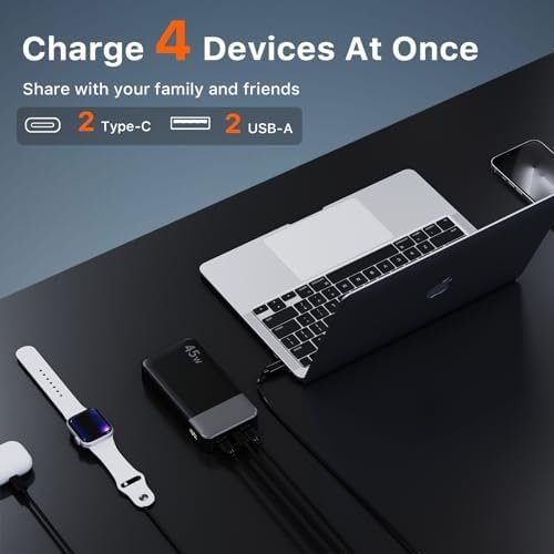 J2621 Power Bank Portable Charger 20000mAh 45W, PD3.0 QC 4.0 Fast Charging Battery Pack with LED Display,2 USB-C,2 USB-A for iPhone 15 16, MacBook - Image 3