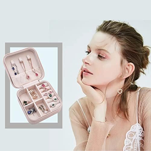Mini Jewelry Travel Case,Small Jewelry Box,Traveling Jewelry Organizer,Portable Jewellery Storage Holder for Rings Earrings Necklace Bracelet Bangle for Girls Women(Pink - 1 pack) - Image 8