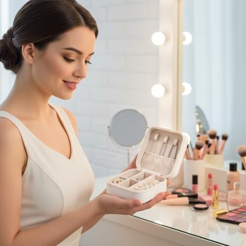 12 PCS Mini Travel Jewelry Case, Jewelry Box Small PU Leather Bridesmaid Proposal Boxes Portable for Storing Earrings, Rings, Necklaces and Wedding Bridesmaid Gift Boxes-White - Image 9