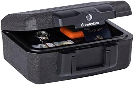 SentrySafe Fireproof Money Safe with Key Lock, Black Lock Box with Portable Carrying Handle for Travel, Exterior: 14.3 in. W x 11.2 in. D x 6.1 in H, 1200