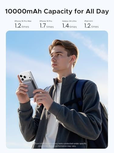 UGREEN Magnetic Power Bank Qi2 Certified 15W Fast Charging Wireless Battery Pack Slim 10000mAh Magsafe Portable Charger with 20W USB-C for iPhone 17/16/15/14/13/12 Series Black - Image 4