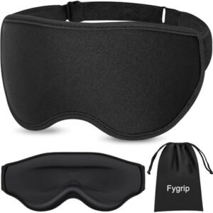 3D Eye Mask Sleep Mask for Men & Women, 100% Pressure-Free & Light Block-Out Eye Mask for Sleep with Easy Adjustable Strap, Night Eye Cover for Travel, Black