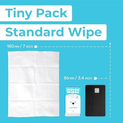 Impossibly Compact Travel Flushable Wipes - 99.5% Water and Aloe - Safe for Sensitive Skin, Hypoallergenic & Unscented - Travel Essentials for Adults, Kids & Baby Care - 8 Pack Total 48 Wipes - Image 5