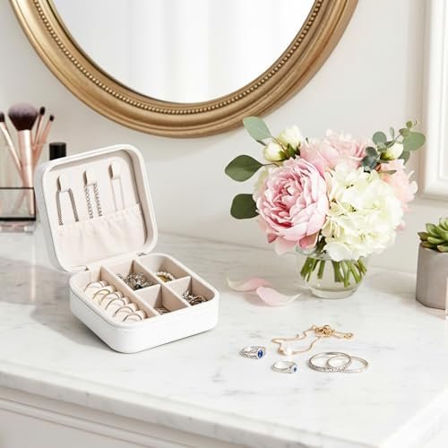 12 PCS Mini Travel Jewelry Case, Jewelry Box Small PU Leather Bridesmaid Proposal Boxes Portable for Storing Earrings, Rings, Necklaces and Wedding Bridesmaid Gift Boxes-White - Image 8