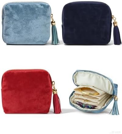 3 PCS Small Travel Jewelry Case for Women, Mini Soft Velvet Jewelry Organizer Pouch Bag