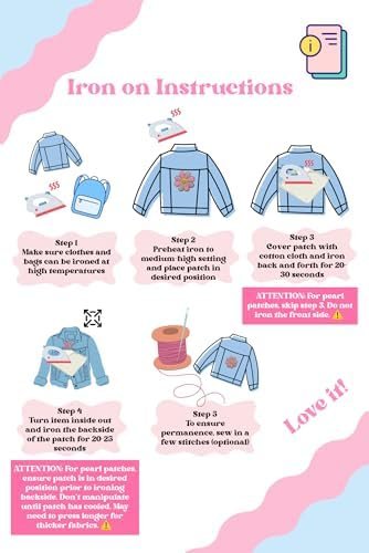 Noa Jayne Co. Chenille & Embroidered Iron-On Patches with Pearls – Rainbow, Butterfly, Bow, Checkered Heart & Smile Flower – Cute Aesthetic Appliqué for Jackets, Backpacks, Jeans & DIY Crafts - Image 9