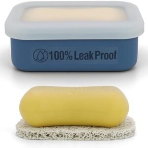 Compact Leakproof Silicone Travel Soap Case, Portable Soap Container with Drainage Layer - 2026 Travel Essentials for Camping, Gym & Shower (Blue)