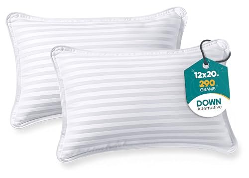 Utopia Bedding Travel Pillow for Airplane, Car and Toddlers (White, 2 Pack), Neck Support for Travelling, Down Alternative Filling, Compact Camping Pillow for Backpacking & Hiking (12x20) (2, 12x20)