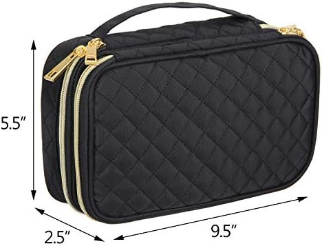 Teamoy Double Layer Jewelry Organizer, Quilted Jewelry Travel Case for Rings, Necklaces, Earrings, Bracelets and More, Black-Bag Only - Image 6