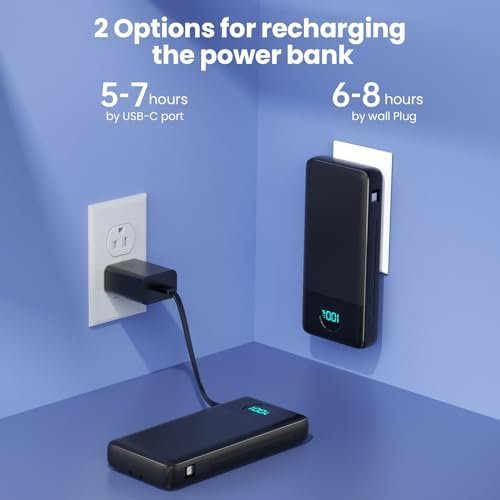 Portable Charger 33800mAh USB C Power Bank with Built-in Cables & AC Wall Plug,25W Fast Charging+QC 4.0 Phone Charger,4 Output Travel Essentials Battery Pack for iPhone16/15/14/13,Samsung,Android etc - Image 4