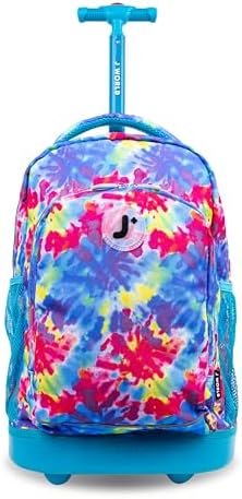 J World Sunny Rolling Backpack for Kids. Roller Bag With Wheels, Tie Dye