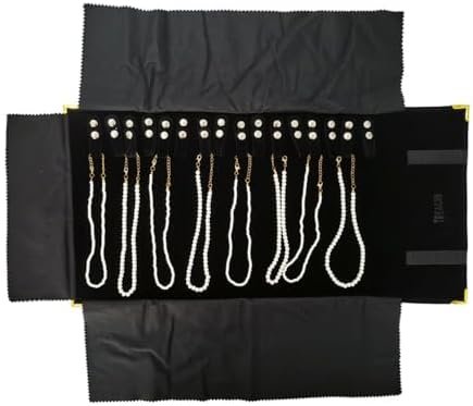 Portable Jewelry Roll Metal Coner Bag Necklace Chain Braclet Black Velvet Travel Pouch - Image 5