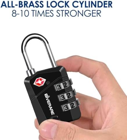 2 Pack TSA Approved Travel Luggage Locks, Metal Combination Lock, Alloy Keyless 3-Digit Padlocks, TSA Accepted Compatible Padlock for Gym Locker, Golf Bag Case, Backpack, Black-by GIVERARE - Image 6
