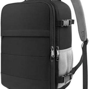 HOTOR Travel Backpack - Flight Approved Travel Bag for Men and Women, Carry on Luggage for 15.6" Laptop and Travel Essentials for Work, Business, Weekender, College 11.8"x7.9"x17.3" (Black)