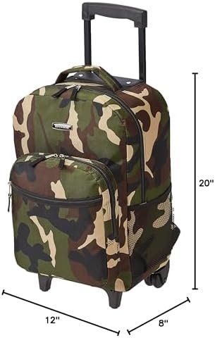Rockland Double Handle Rolling Backpack, CAMO, 17-Inch - Image 10