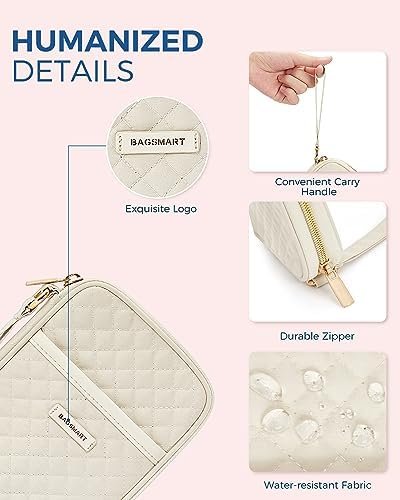 BAGSMART Cord Organizer Travel Cable Organizer Bag Tech Electronic Organizer Travel Case, Travel Essentials for Charger, Cable, Phone, Flash drive, Single Layer - Beige - Image 6