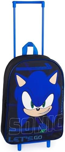Sonic The Hedgehog Kids Suitcase, Foldable Trolley Bag 15.35” x 10.63” x 3.94”
