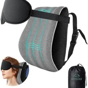 JefDiee Travel Pillows for Airplanes,Travel Pillow with Eye Mask,Prevents Head Forward,Neck Pillow Airplane for Sleeping,Used for Long Flight,Road Trip,Car Headrest