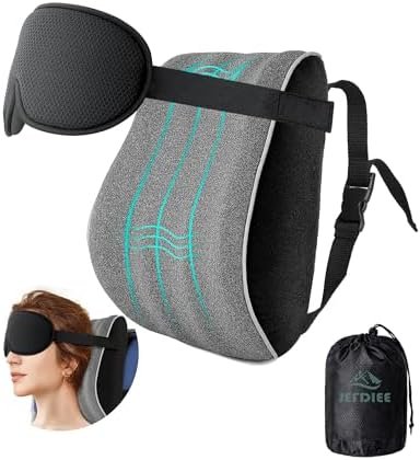 JefDiee Travel Pillows for Airplanes,Travel Pillow with Eye Mask,Prevents Head Forward,Neck Pillow Airplane for Sleeping,Used for Long Flight,Road Trip,Car Headrest