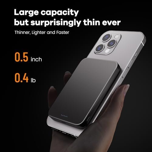 Magnetic Portable Charger – Industry-First Titanium Power Bank, 10,000mAh Ultra-Slim 0.5-Inch Design, 20W Fast Charging Battery Pack for iPhone 17/16/15/14/13/12/Air Series - Image 4